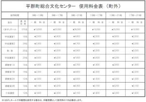 利用料金表（町外）