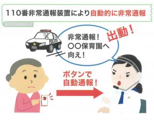 非常通報装置を押すとすぐに警察が駆けつけます