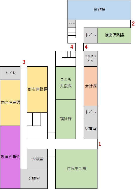 平群町役場１階庁舎図